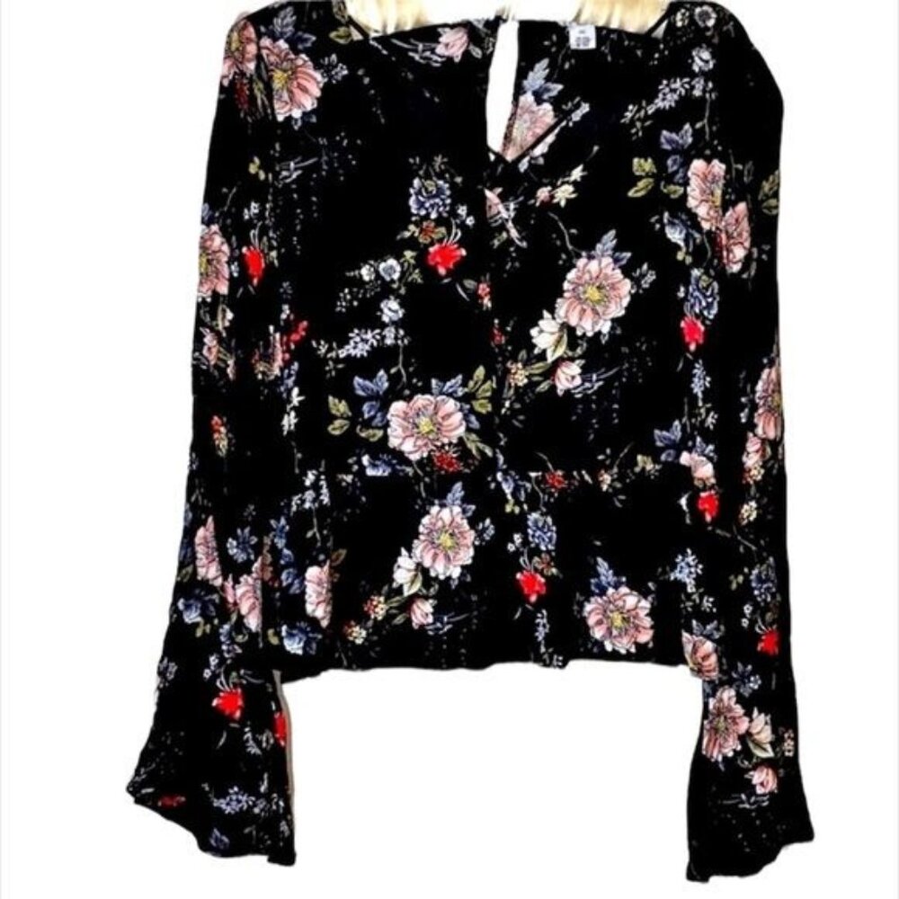 Ivy + Main Black Floral Summer Top Size XL